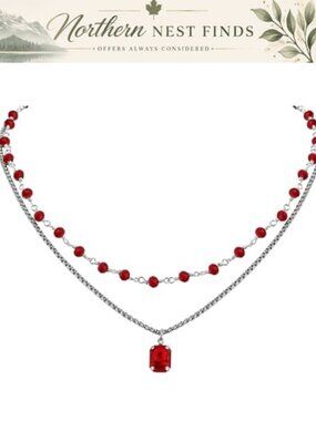 Sacina Layered Choker Necklace Copper Stainless Steel Crystal Glass Gothic Punk